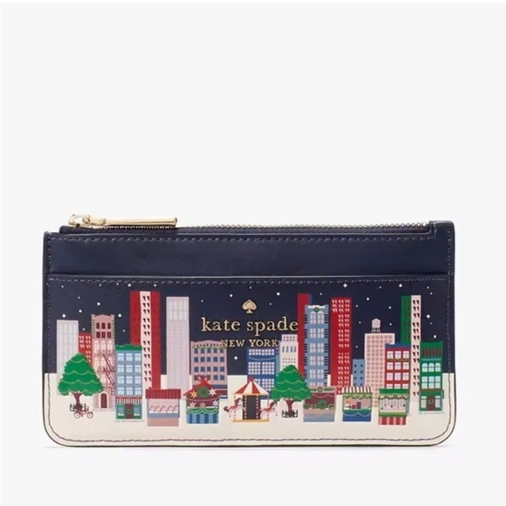 Kate Spade Winter Wonders Novelty Shop Large Slim Card Holder